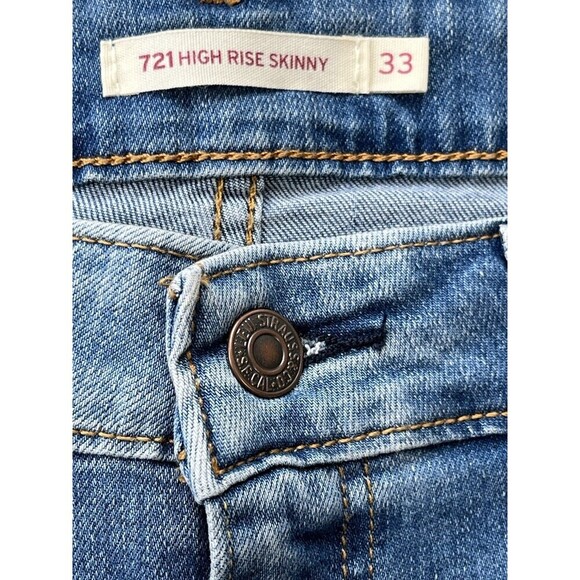 Levi's Women's 721 High Rise Skinny Leg Factory Distressed Stretch Jeans 33 x 30 - Picture 5 of 15
